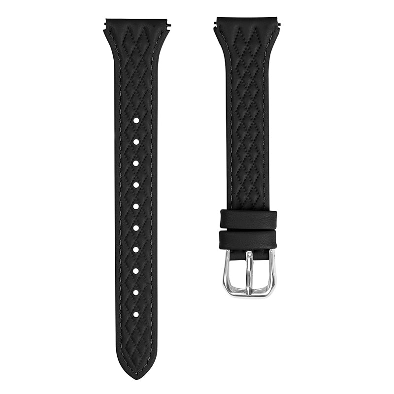 For Garmin Vivomove HR / Vivomove Rhombus Design Top-layer Cow Leather Watch Bracelet Band - Black For Garmin Vivomove HR / Vivomove Rhombus Design Top-layer Cow Leather Watch Bracelet Band - Black
